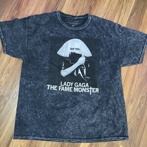 NWOT Adult Unisex 2XL Lady Gaga The Fame Monster Graphic Print T-Shirt | Black